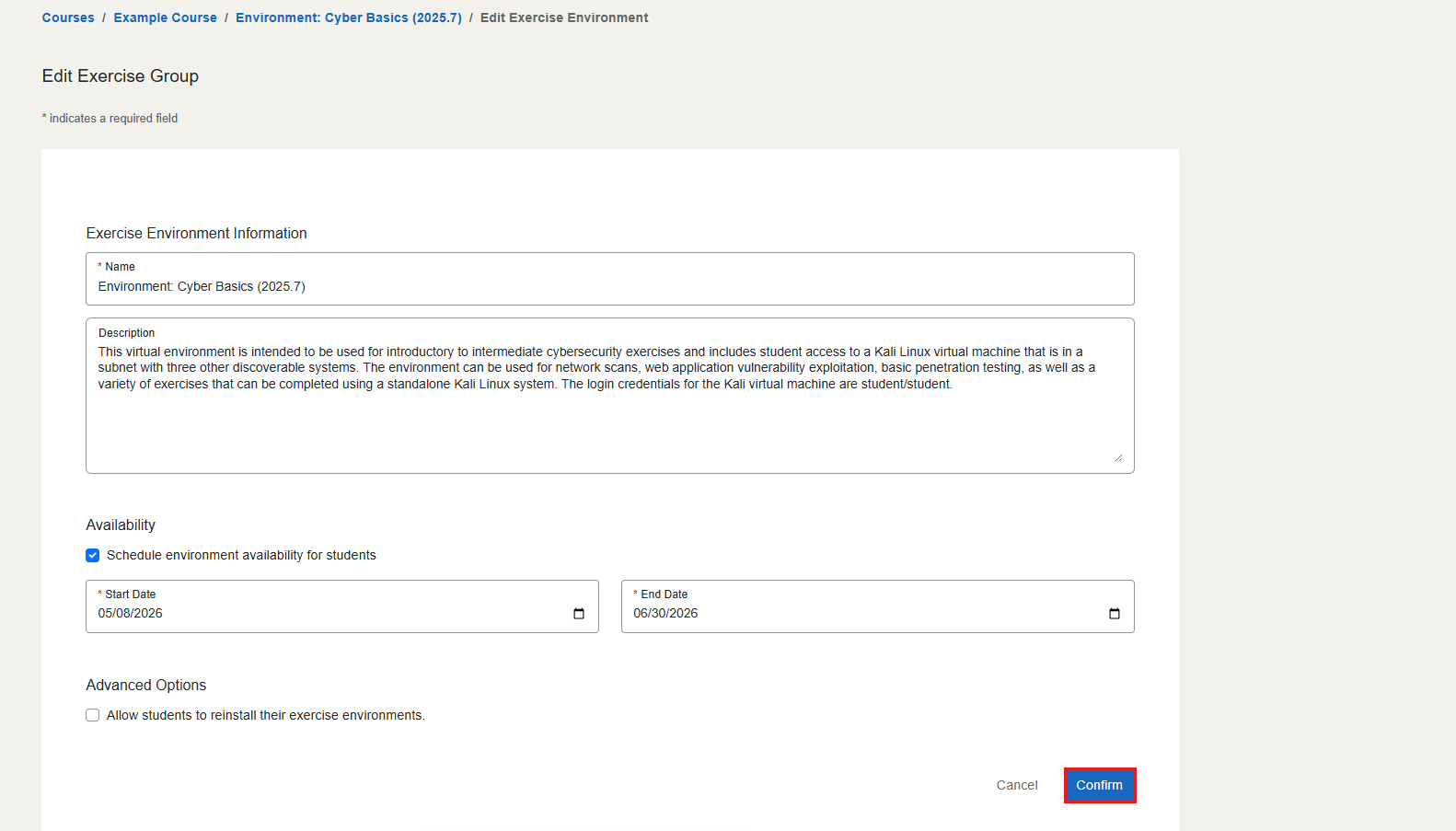 The confirm button is located in the bottom right of the window and to the right of the cancel button.
