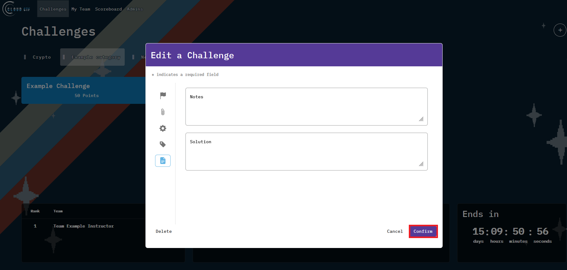 The Confirm Button is located at the bottom right of the window.