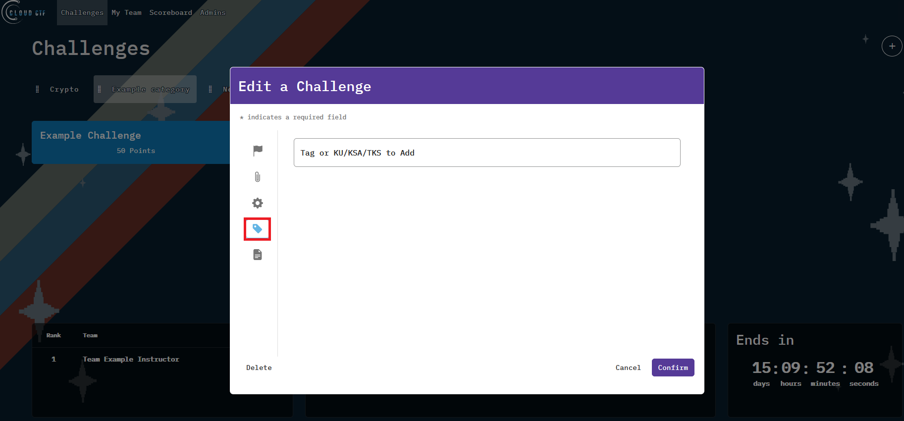 The Tag icon is located under the Advanced Settings icon.
