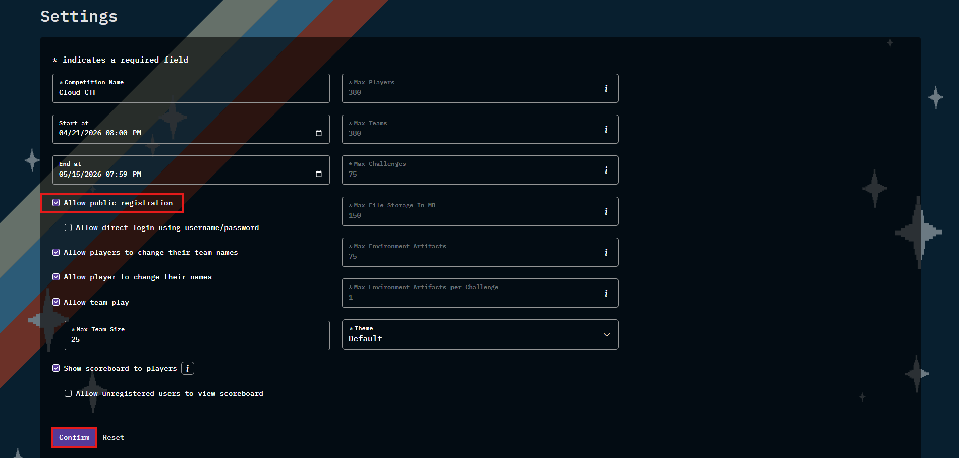 The Allow Public Registration box can be found just below the Date and Time section, as the first box.