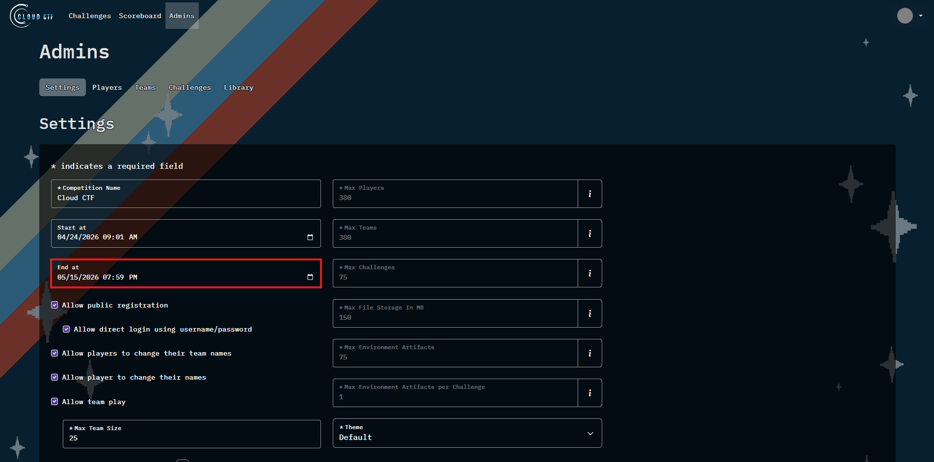 The end time field can be found just below the start time field, as the second option.