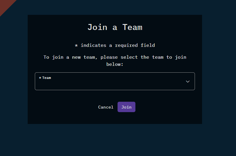 The drop-down menu will appear after selecting the Team input field.