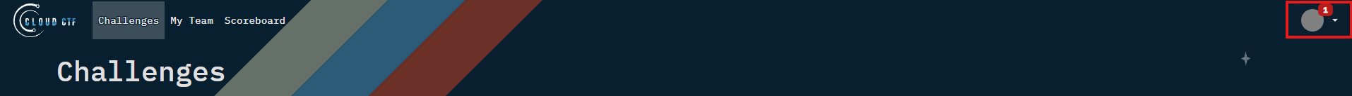 Displays a profile icon with a red notification in the upper-right corner of the screen.
