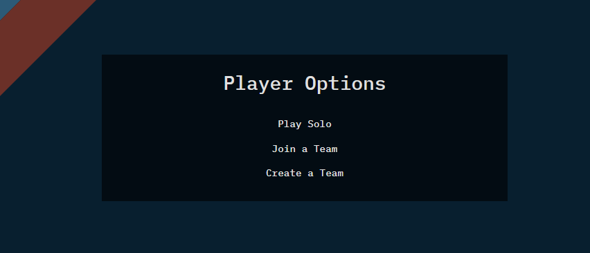 Under Player Options is Play Solo, Join a Team, and Create a Team.