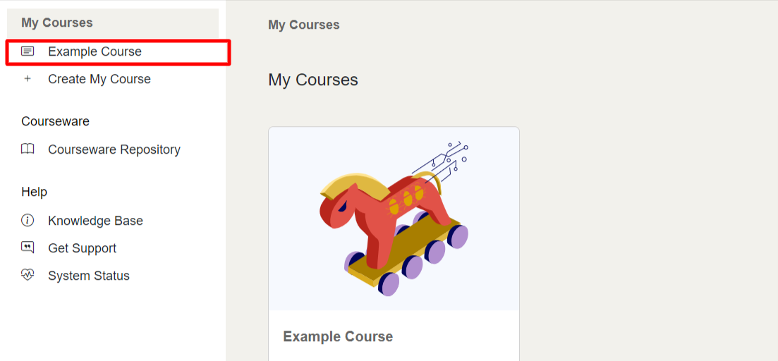 A list of your courses are under the My Courses header.