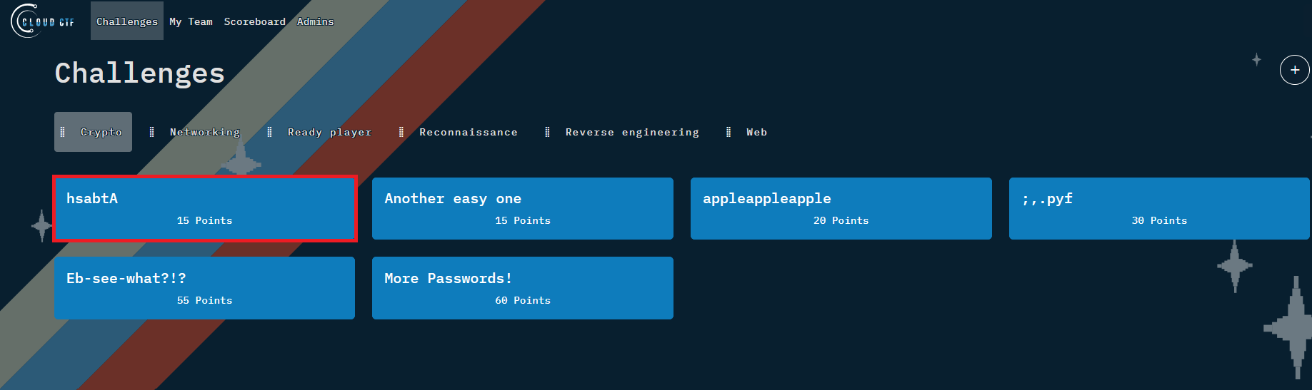 Challenges are located below the category headers.