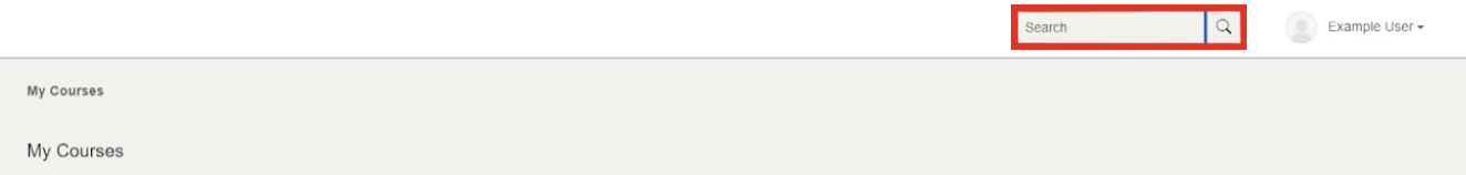 The global search feature can be expanded by activating the search button in the header component on each page.