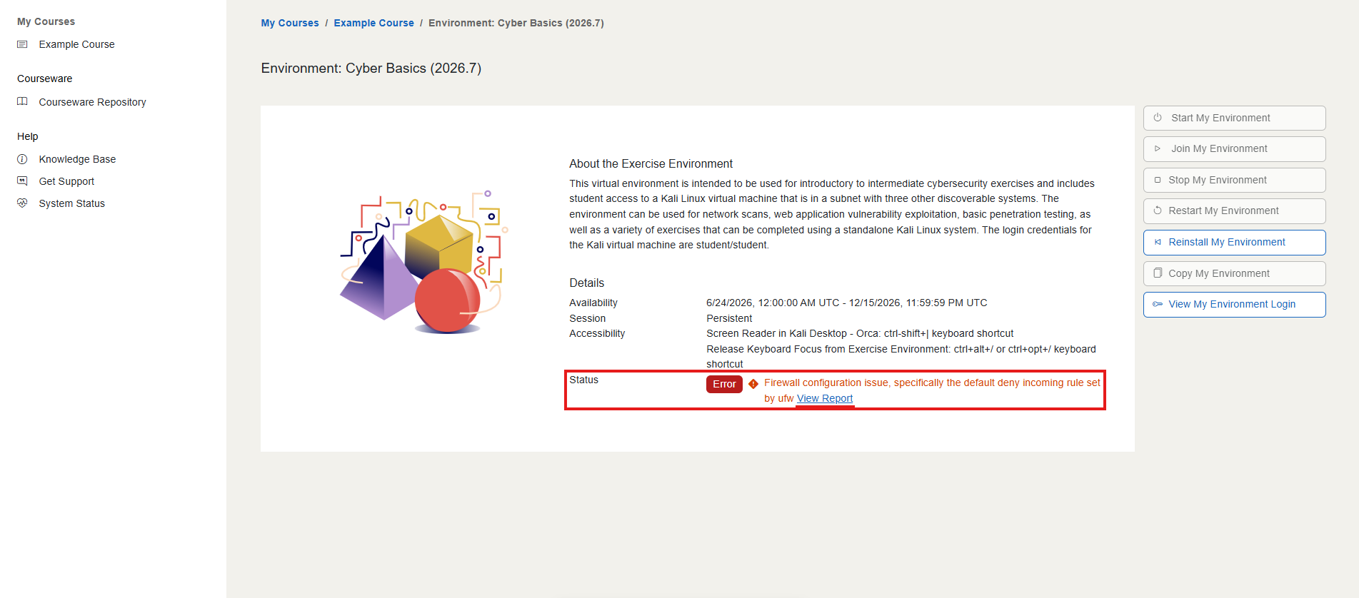 The View Report link is located next to Status under the "Details" section.
