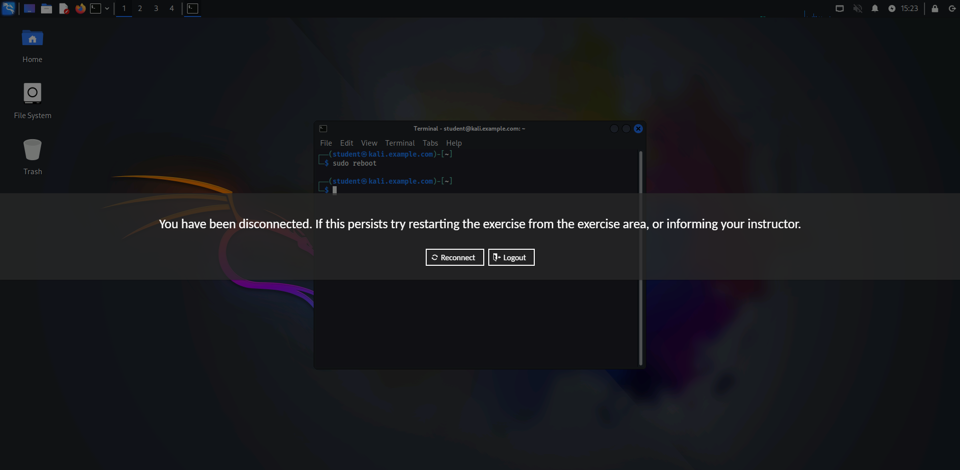 "Reconnect" is located to the left of the "Logout" button in the middle of the screen.
