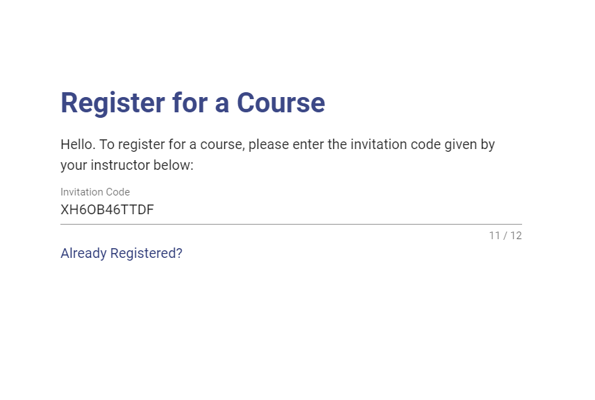 The code should be entered into the "Invitation Code" input field.