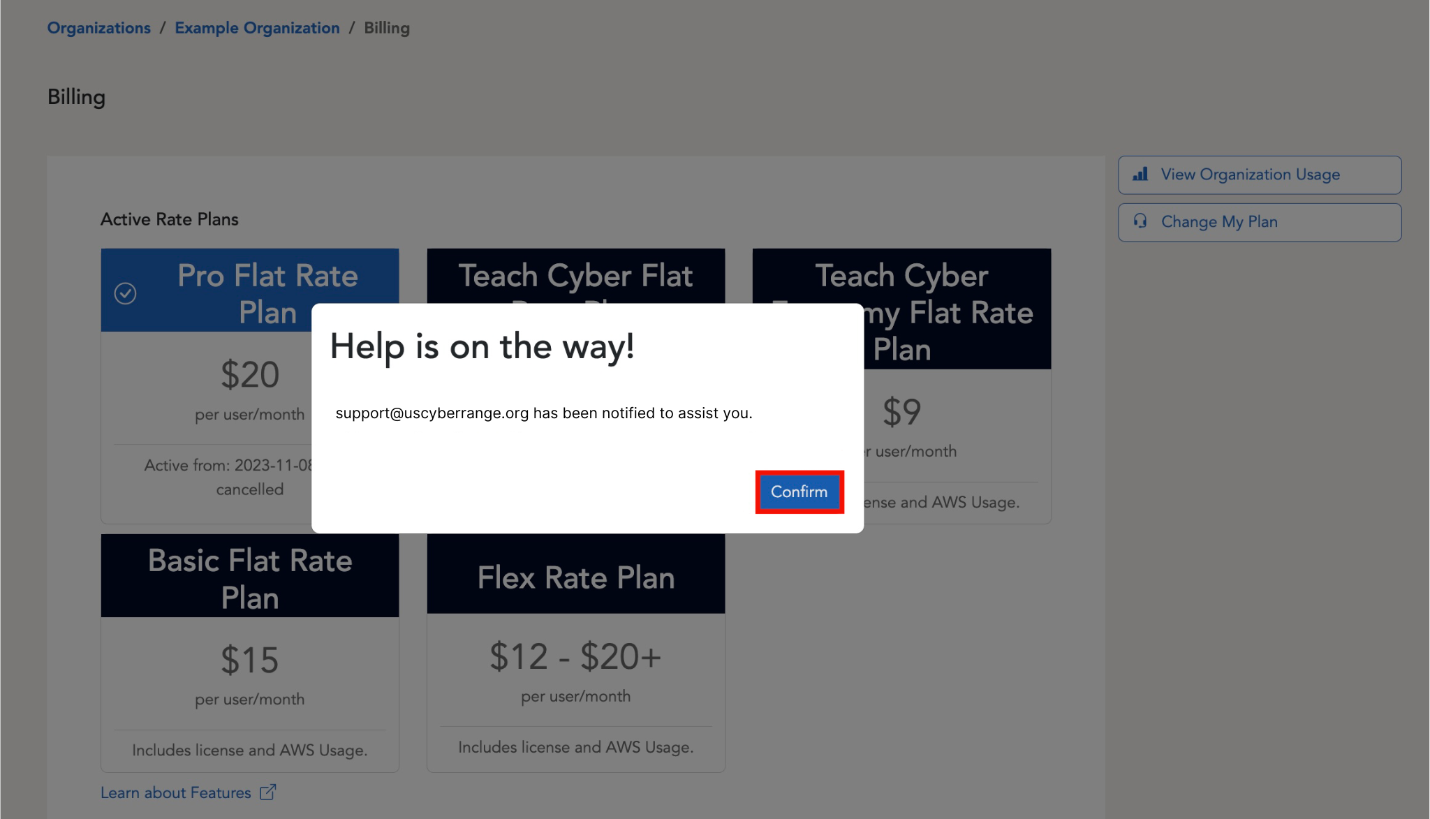 The Confirm button is in the bottom right corner of the pop-up window.